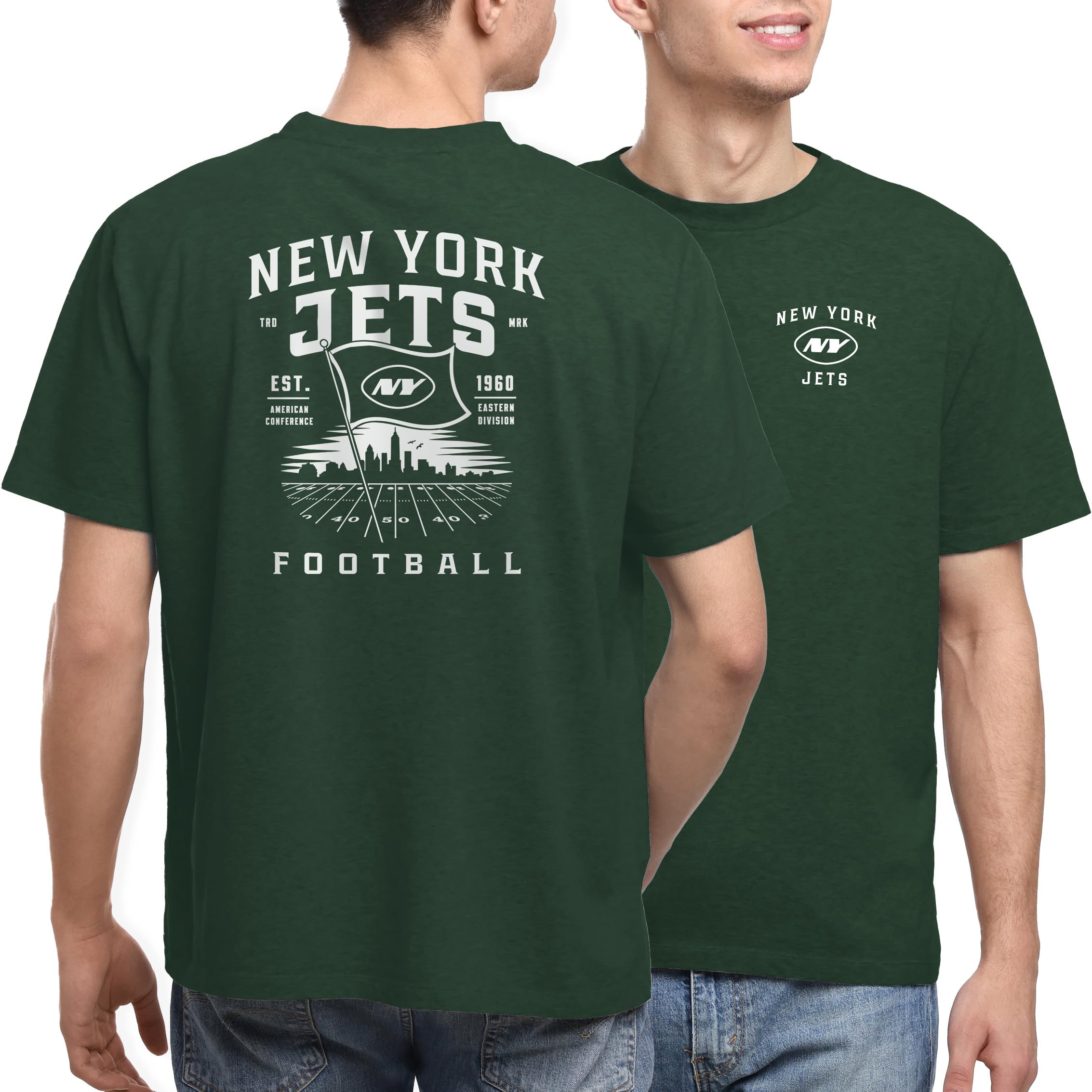 Junk Food NFL - Field Flag - Officially Licensed Adult Short Sleeve Fan Tee for Men and Women