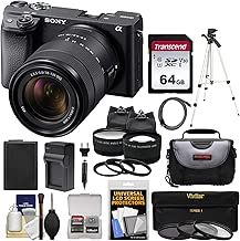 Sony Alpha A6400 4K Wi-Fi Digital Camera & 18-135mm Lens with 64GB Card + Battery + Charger + Case + Tripod + 2 Lens Kit - coolthings.us