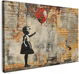 MuchoWow© Cuadros Salon Modernos 120x80 cm Lienzos de Fotos Pared Decoracion Habitacion Wall Art Lienzo Decoração Cuadro Graffiti - Banksy - Chica - Arte callejero