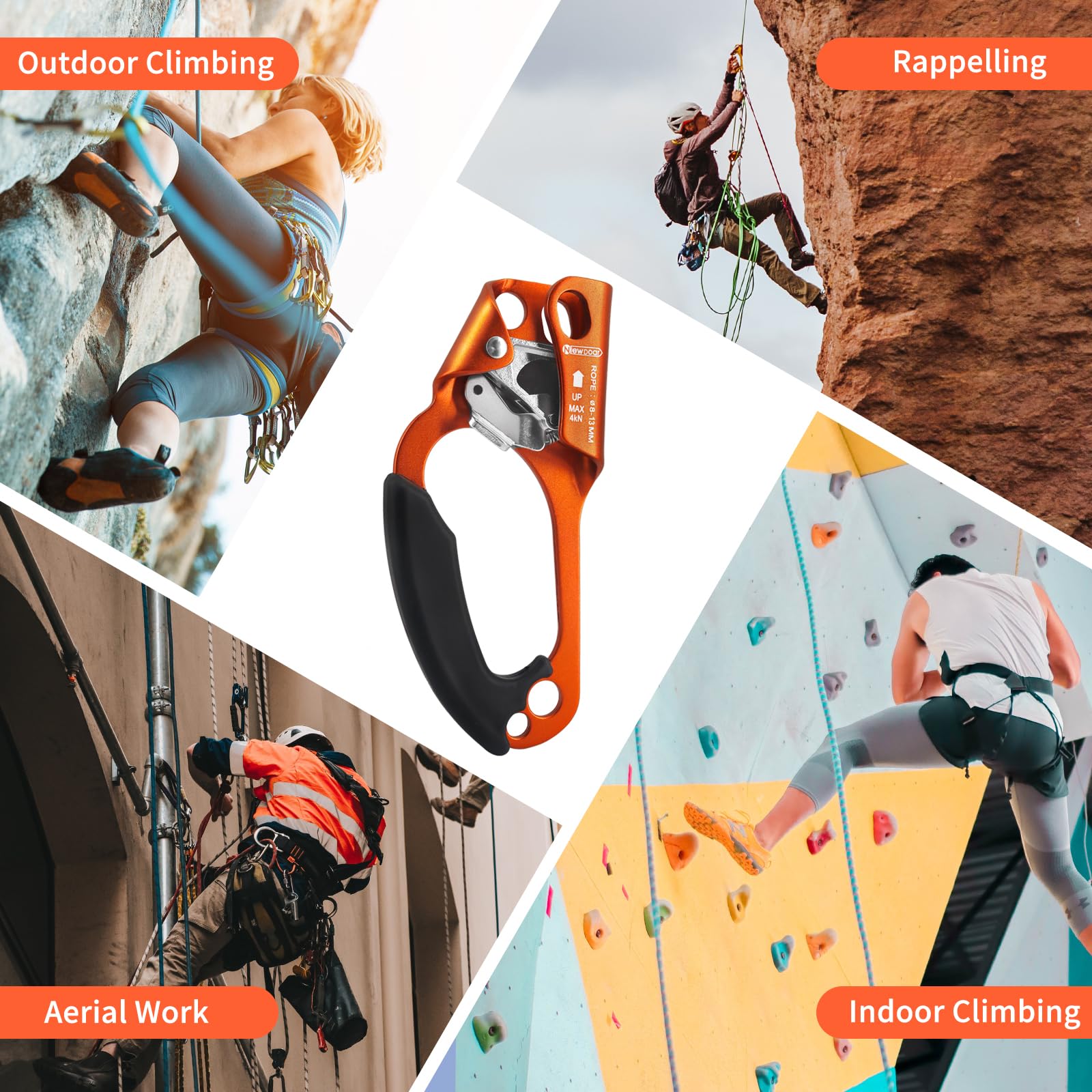 NewDoar Hand Ascender Rock Climbing Tree Arborist Rappel Gear 8~12MM