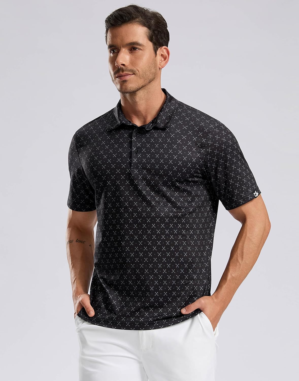 Men's Golf Shirt Short Sleeve Dry Fit Polo Moisture Wicking Print Collared Golf Shirts for Men Casual Lightweight - Image 2