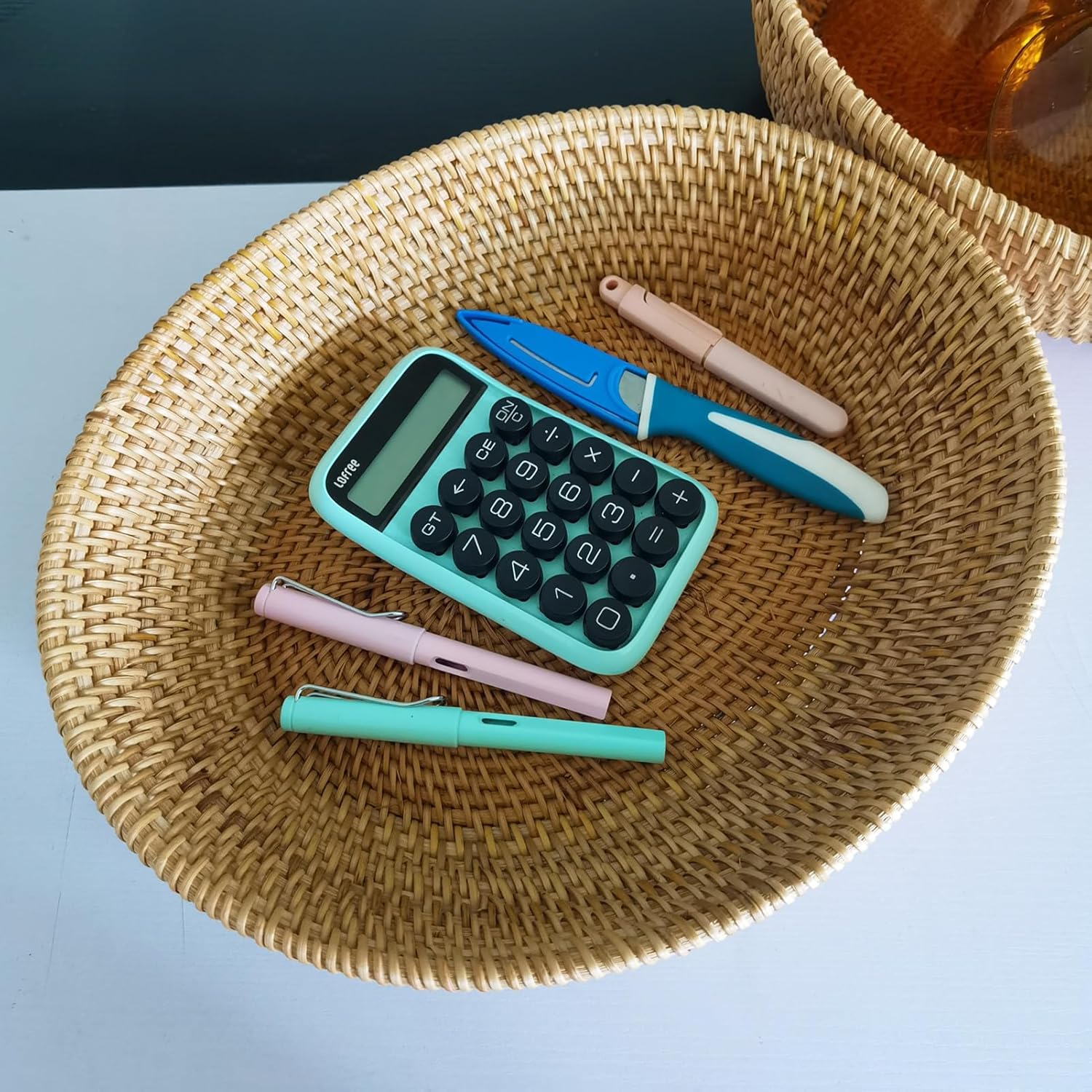 Large 14inch Oval Rattan Fruit Serving Basket,Wicker High Wall Fruit Vegetable Serving Basket Bowl,Large Rattan Dining Table Bowl for Various Things,Bread,Snack,Odds and Ends,Natural Brown