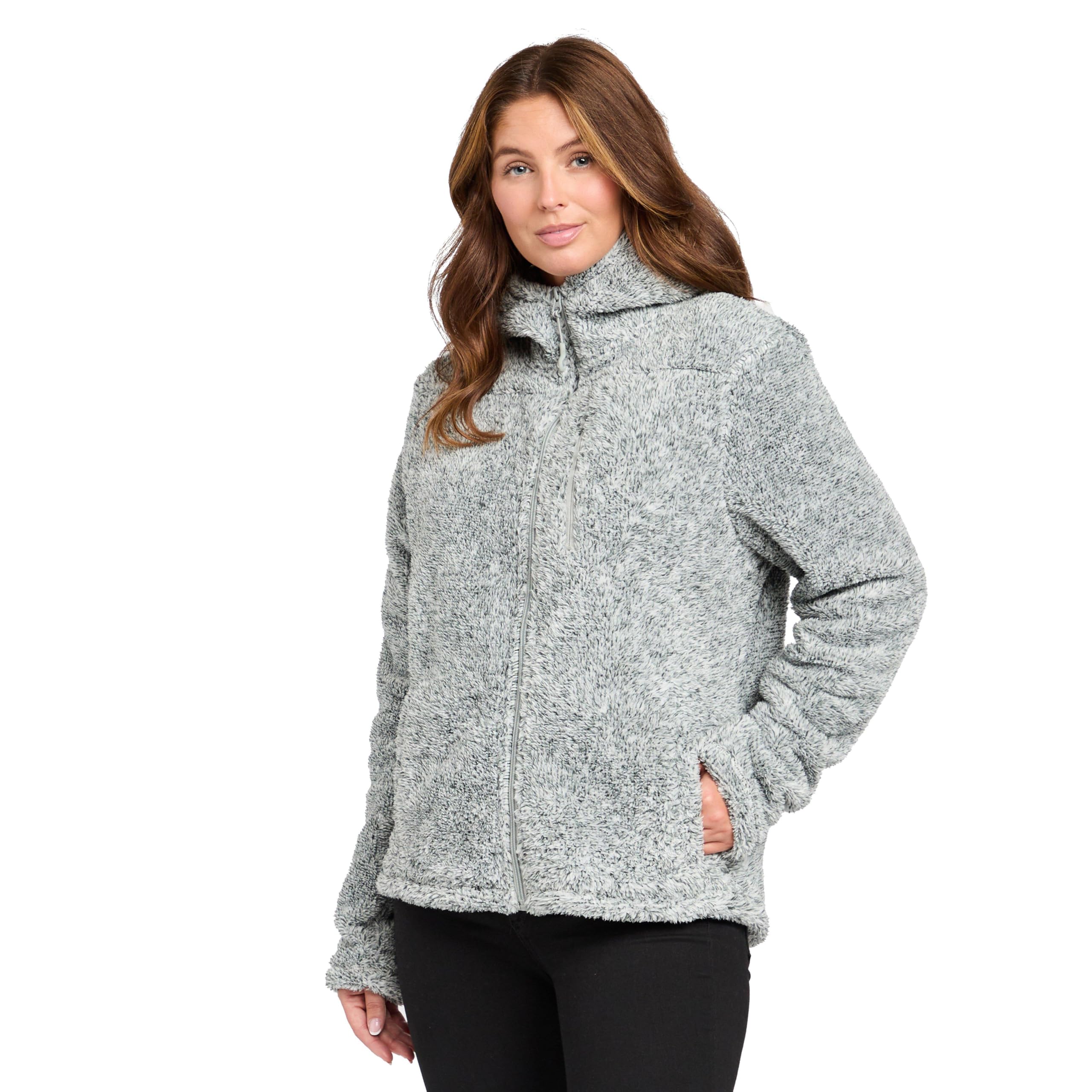 Peter Storm Women’s Theory Full-Zip Fleece with Warm & Cosy Borg Fabric, Hood & Zipped Chest Pocket, Midlayer Jacket (UK, Numeric, 8, Regular, Regular, Grey)