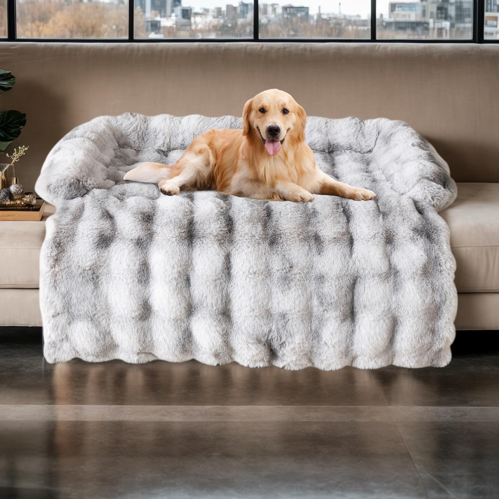 Topchances Dog Bed Cover, Pet Couch Covers for Sofa,Dog Sofa Bed Mat,Furniture Protector Pet Sofa Mat for Dogs and Cats(Gradient Gray,90×90cm)