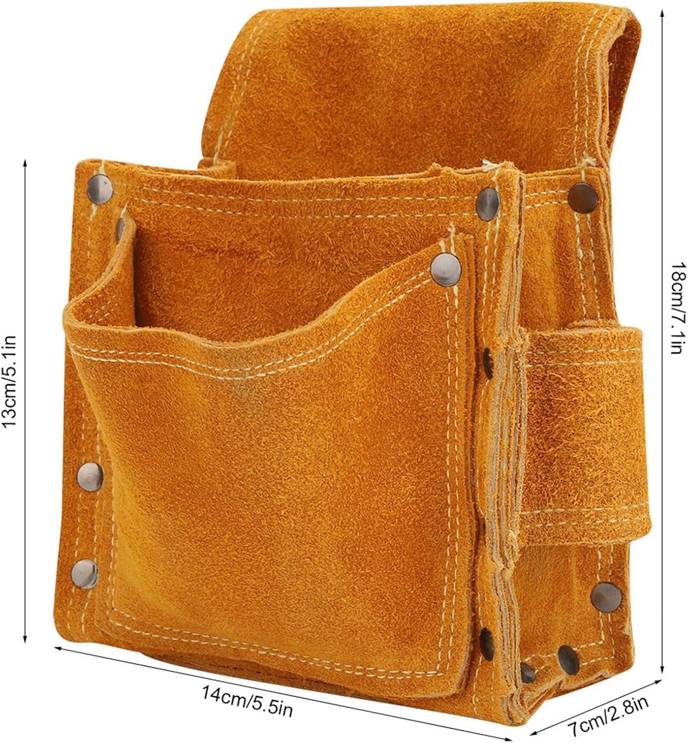 Multifunctional Tool Belt Pouch Thickened Waist Bag for Hardware Storage Cowhide Work Tool Pocket Organizer with Durable Construction 7.1 x 2.8 x 5.5 x 5.1in