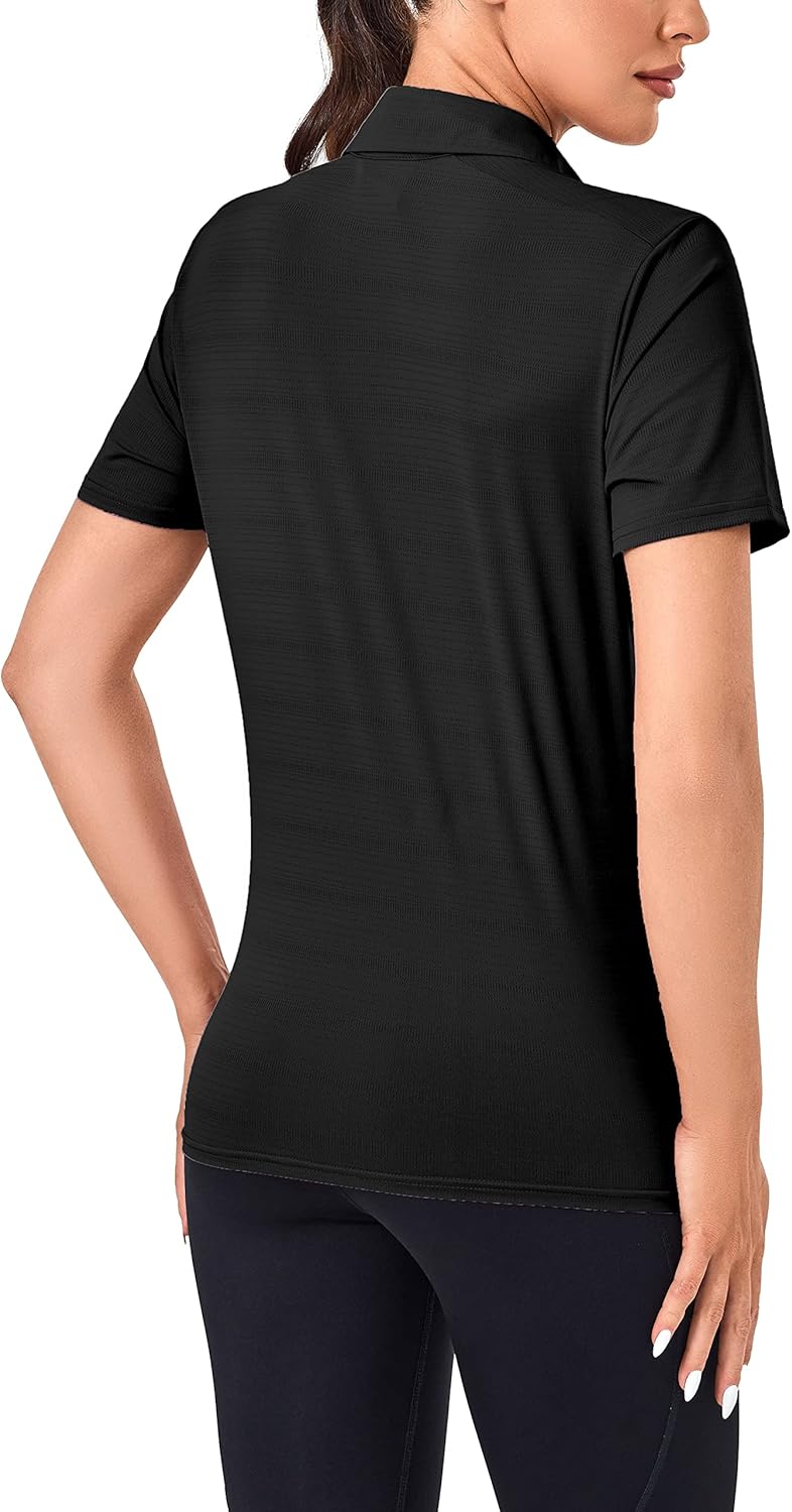 Little Donkey Andy Women's Golf Polo Shirts, Short Sleeve Zip Up Active Shirts for Tennis Workout, Ultra-Breathable UPF 50