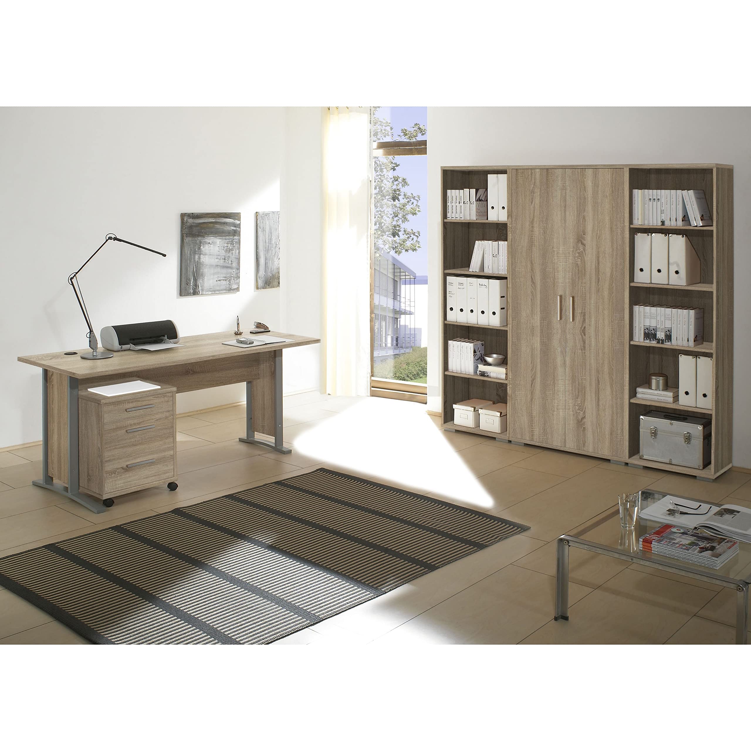 OFFICE LINE Aktenschrank Eiche Sonoma Optik 79x186x35 cm Büroschrank 2 Türen