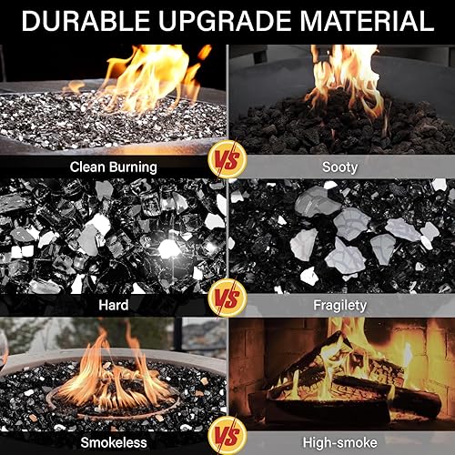 Miniatura 7 de NUPICK Vidrio ignífugo de 20 libras, vidrio reflectante de 12 pulgada, compatible con vidrio para hoguera y vidrio de chimenea, color negro