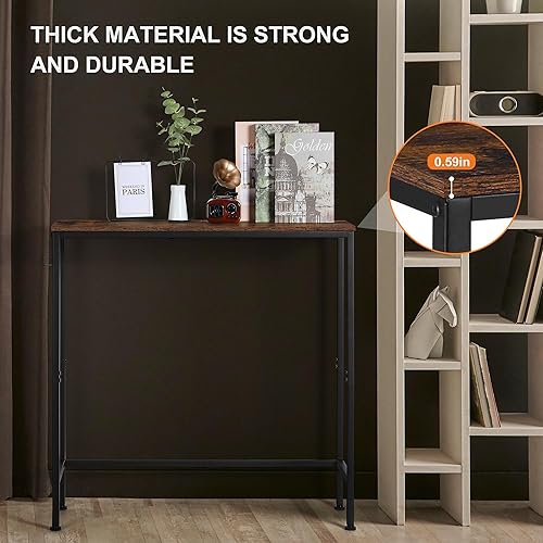 Miniatura 3 de Shinoske Mesa consola  31.4 pulgadas con 2 ganchos  Mesa consola estrecha, mesa de entrada, mesa de sofá  Se adapta a pasillo, vestíbulo, junto a