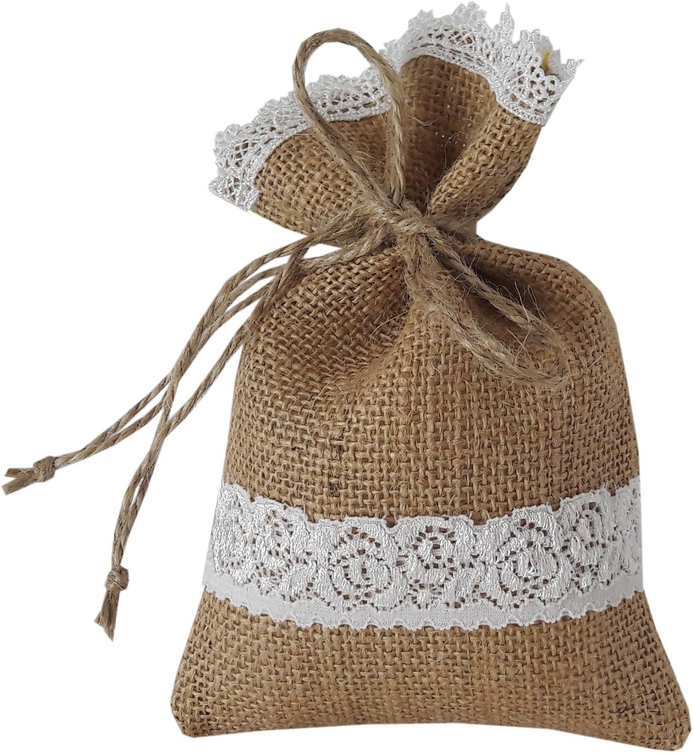 Rustic Burlap Wedding Favor Bag 5x7 inches Drawstring Pouch 10 pcs