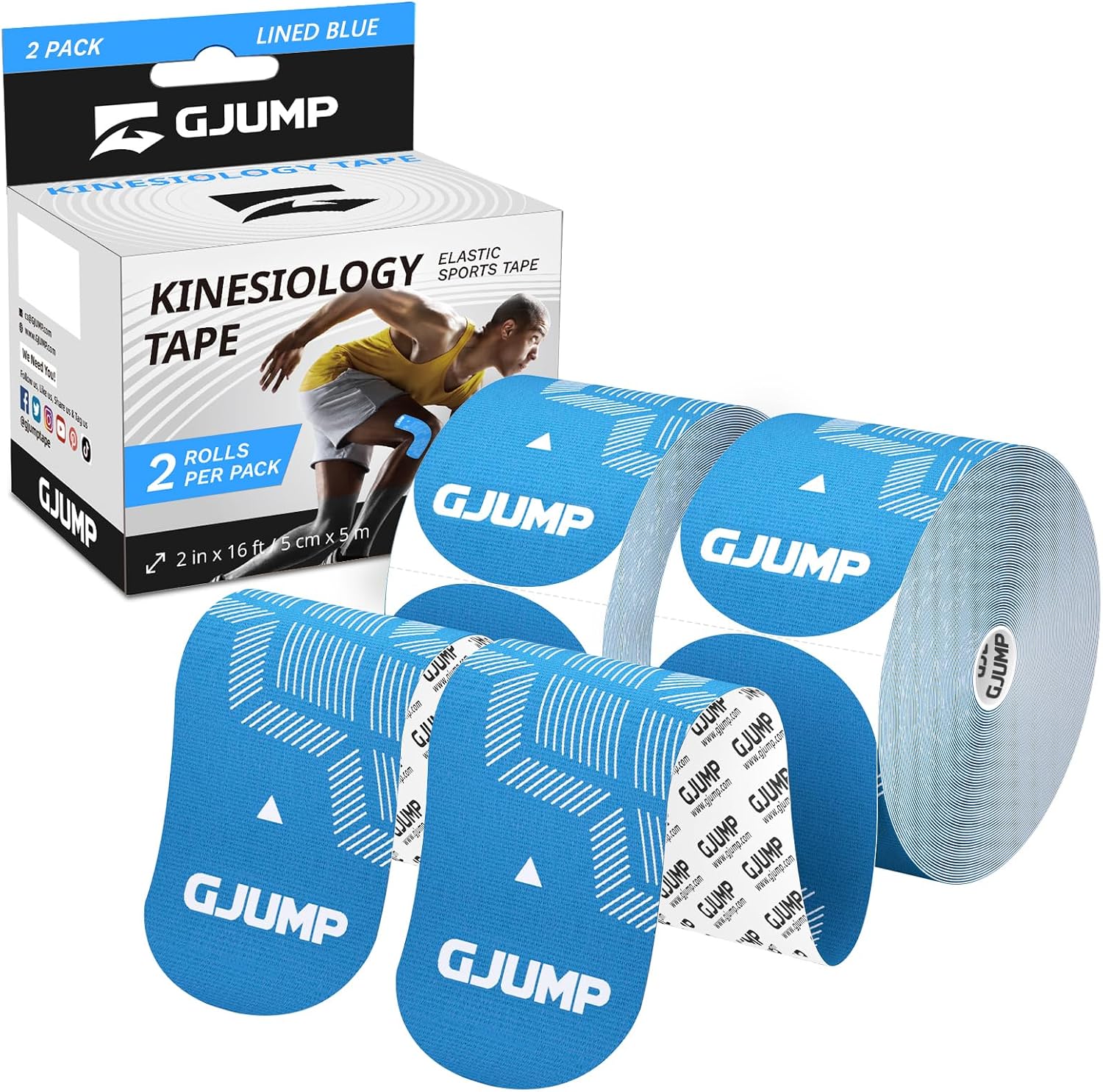 Kinesiology Tape, 40 Count Precut Strips 2 Rolls, Original Cotton Elastic Athletic Tape for Muscle Strain Relief & Joint Support, Waterproof & Breathable Sports Tape