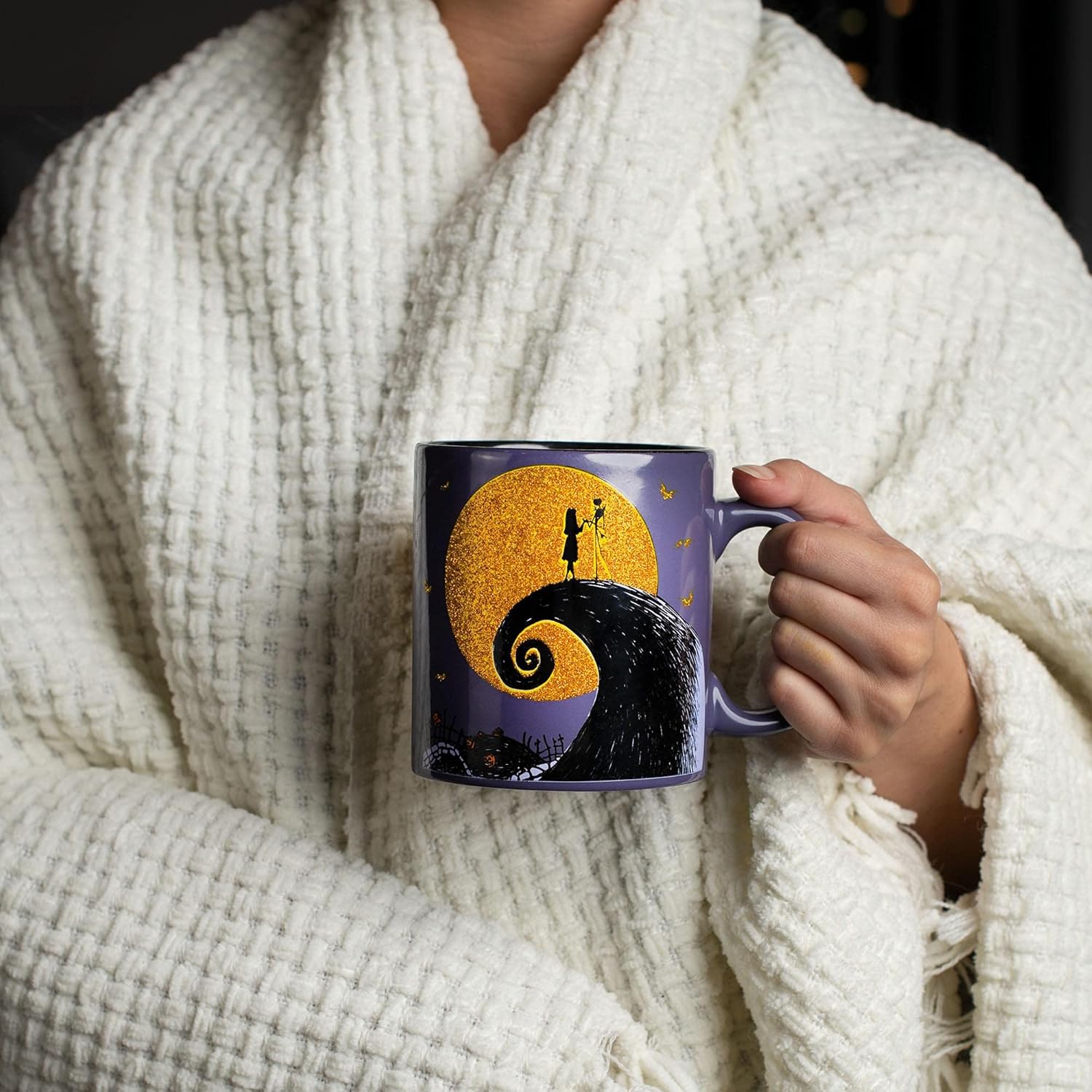 Nightmare Before Christmas Disney The 20-Ounce Glitter Mug | Oversized Large Ceramic Coffee Mugs And Cups, Novelty Drinkware | Home & Kitchen Gifts And Collectibles - Image 3