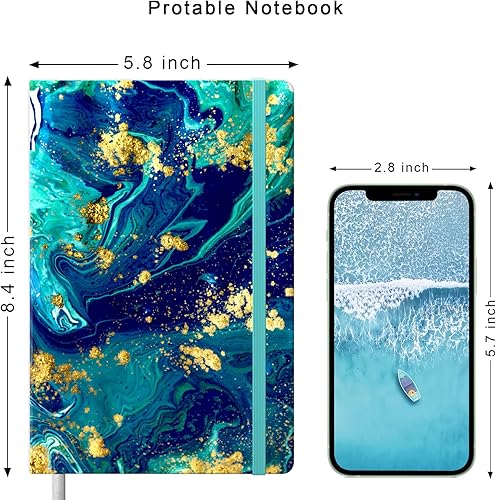 Miniatura 7 de Cuaderno rayado, tapa dura, tamaño mediano de 5.7 x 8.4 pulgadas, 160 páginas de papel grueso, bonito cuaderno estético A5 con rayas universitarias