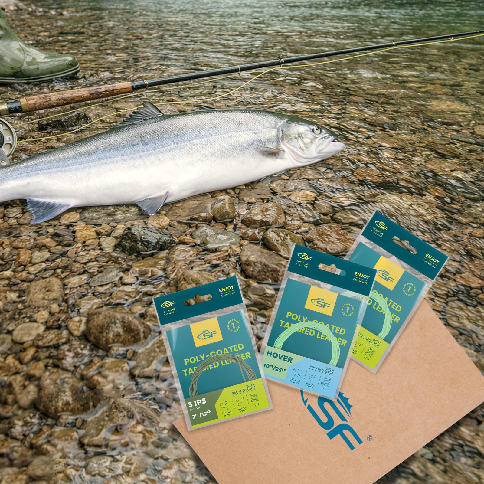 SF Pesca a Mosca Poly-coated Leader Anima in Monofilamento Linea Leader Linea di Mosca per 7' Trota e 10' Salmone, 7FT/10FT Galleggiante Hover Intermedia IPS3/5/7