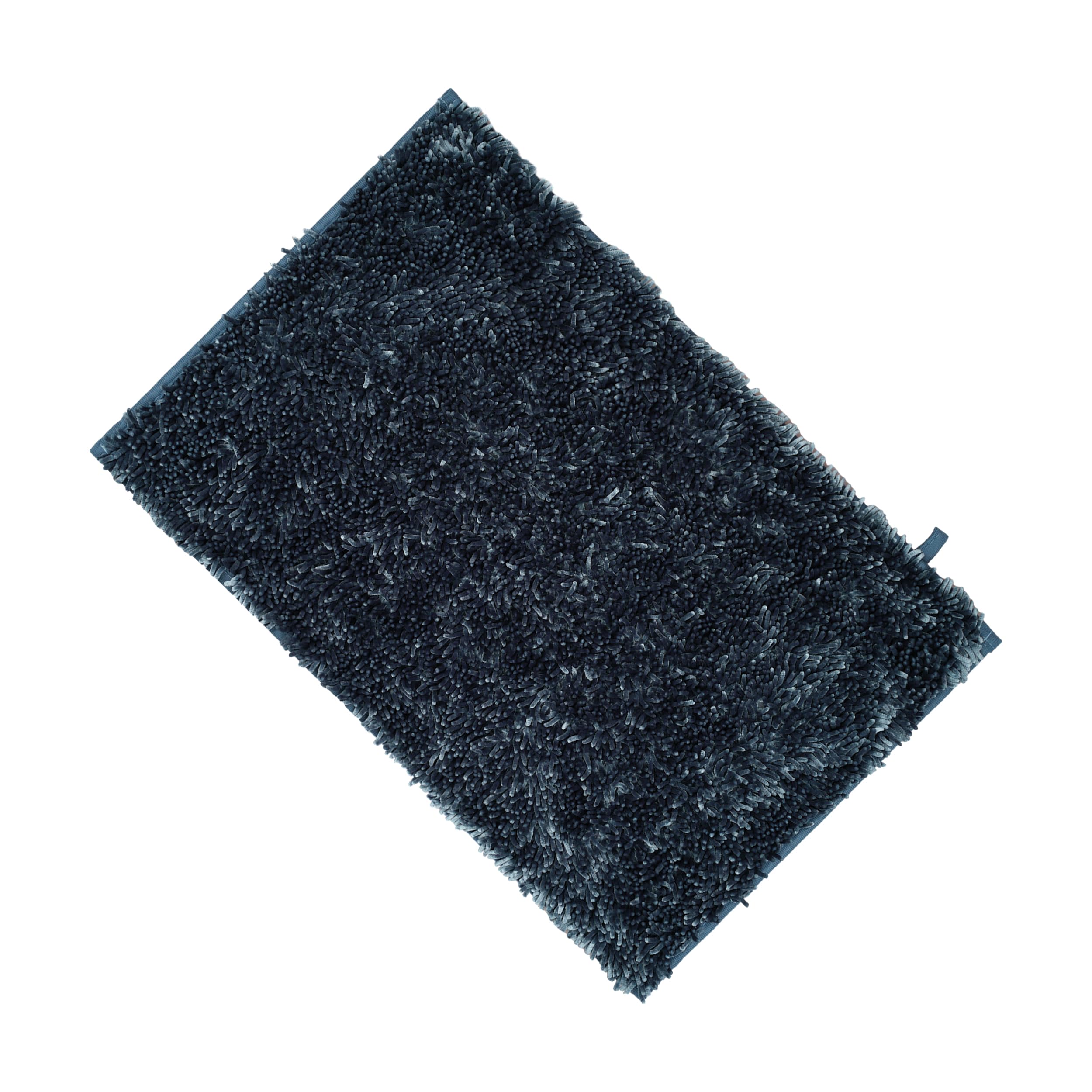 Alfombra de Baño Chenilla Microfibra 45x75 cm, Pelo Largo Mullido, Muy Absorbente, Antideslizante, Secado Rápido - Suavidad Extra para Ducha y Bañera - Azul Marino