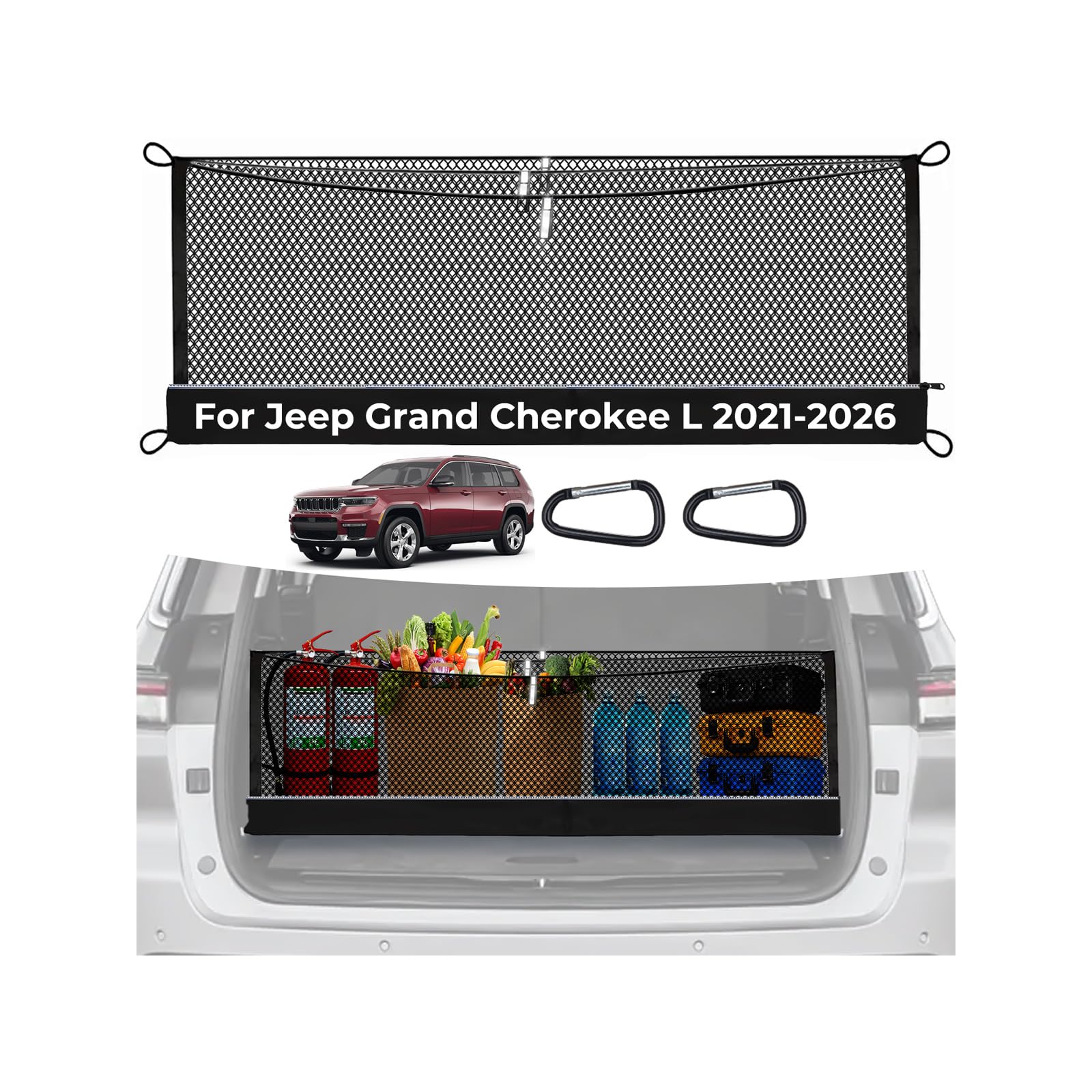 3-Layer Cargo Net for Jeep Grand Cherokee L(3-Row) 2021-2026, Zoned Storage