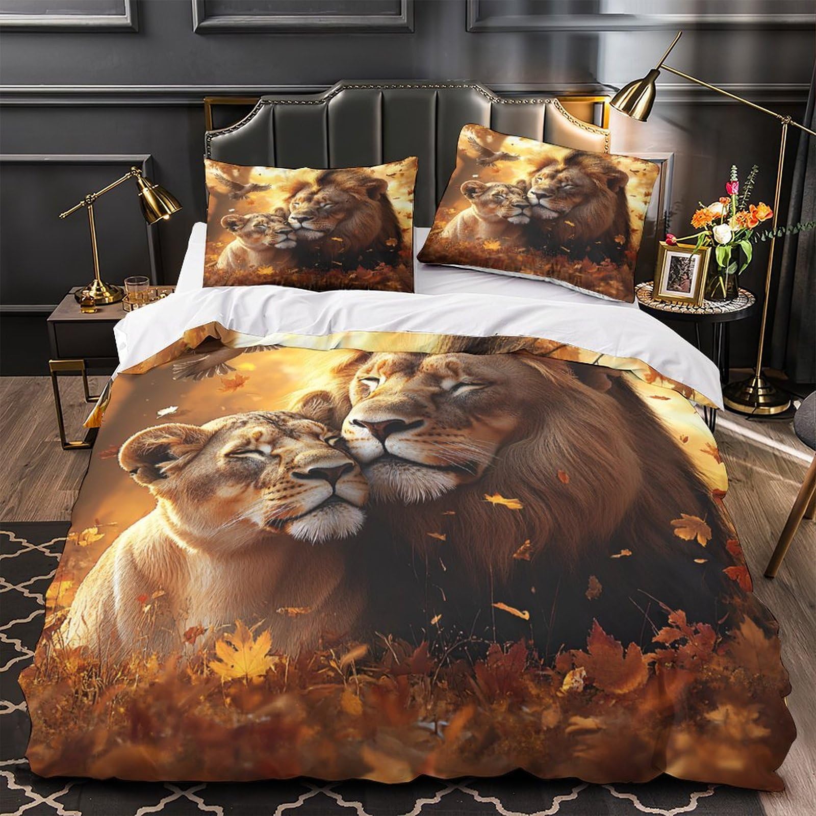 Housse de couette fleurs vintage pour chambre de fille parure de lit double cosy