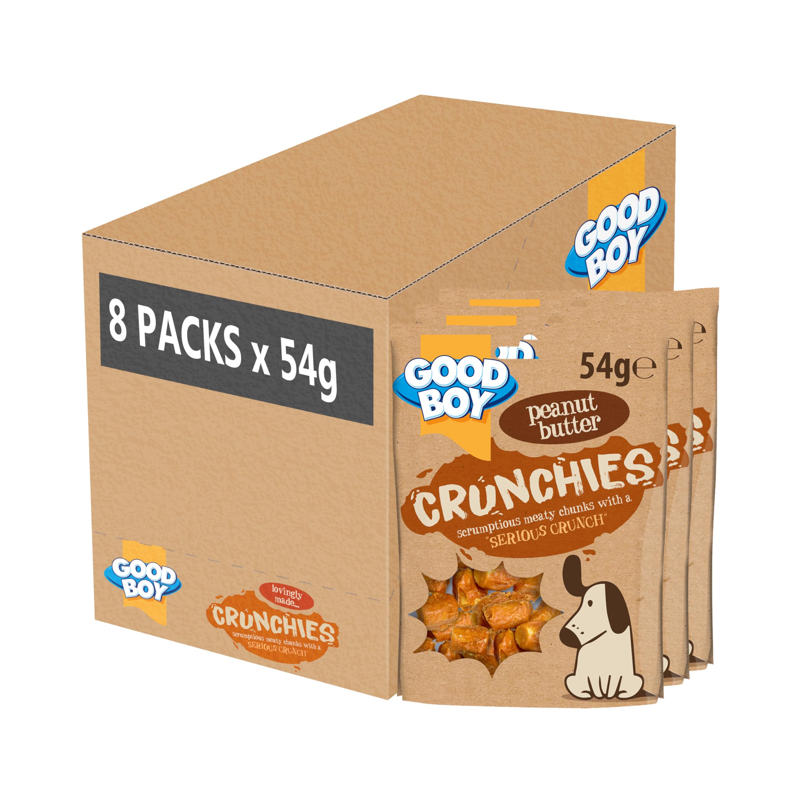 Crunchies Peanut Butter - Natural Dog Treats - Training Treats - Bulk Box - 8 x 54g