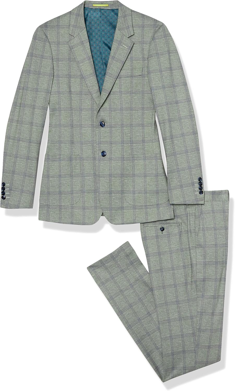 Isaac Mizrahi Men's Slim Fit Multi-Check Jacket and Pant Suit Set