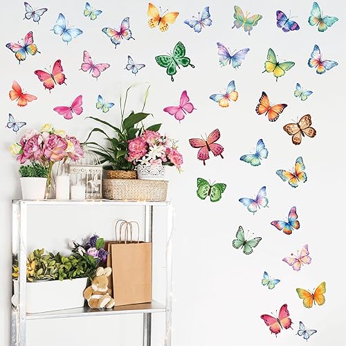 Miniatura 3 de Calcomanías de pared de mariposa de acuarela para dormitorio de niñas, calcomanías de pared para niños, bebés, guardería, decoración de bricolaje