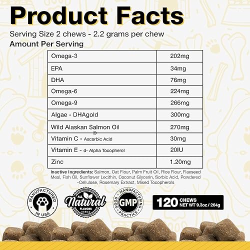 Miniatura 14 de Suplementos de aceite de pescado para perros, 60 vitaminas Omega 3 de aceite de pescado para perros, alivio de la picazón formulado por veterinarios
