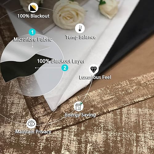 Miniatura 5 de always4u Cortinas de terciopelo suave 100% opacas para dormitorio, sala de estar, ahorro de energía térmica, 108 pulgadas de largo, cortinas de lujo