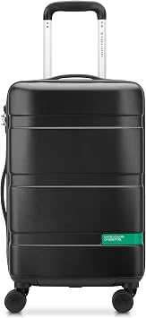 United Colors of Benetton Now! Hardside Luggage with Spinner Wheels, Black, Carry-On 19 Inch