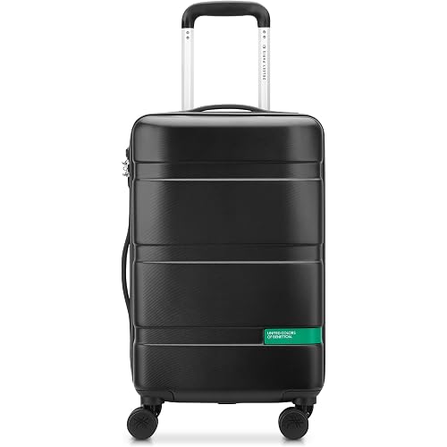 United Colors of Benetton Now! Hardside Luggage with Spinner Wheels, Black, Carry-On 19 Inch