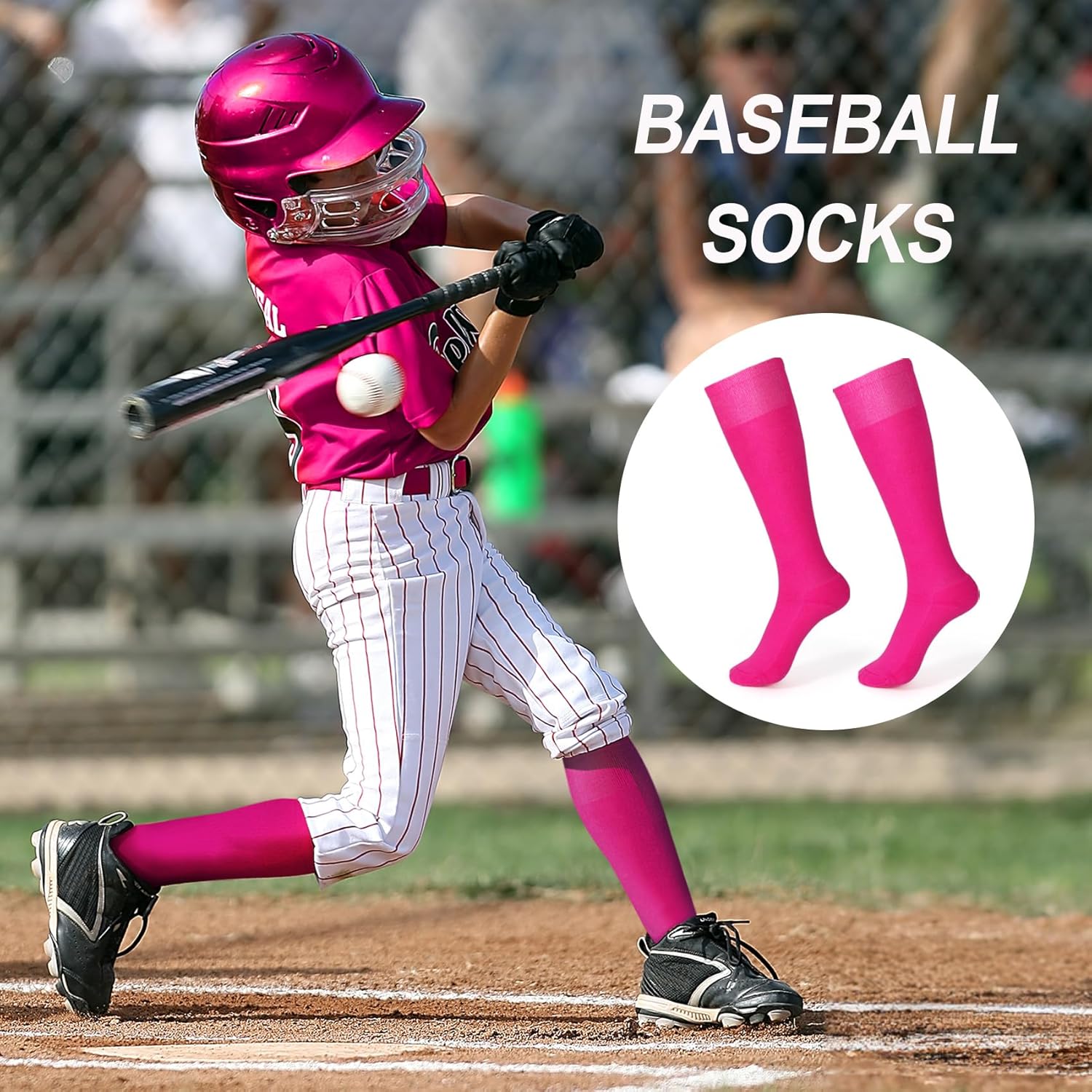 XZQTIVE Baseball Soccer Softball Socks for Youth Adult Solid Colors Socks for Boy Girl - Image 2