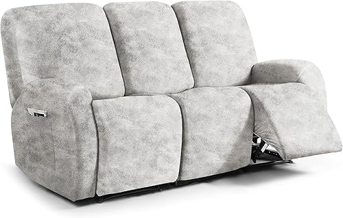 Miniatura 59 de Fundas para sillas reclinables con aspecto de cuero, funda elástica de 4 piezas, funda suave para silla reclinable, protector de muebles lavable