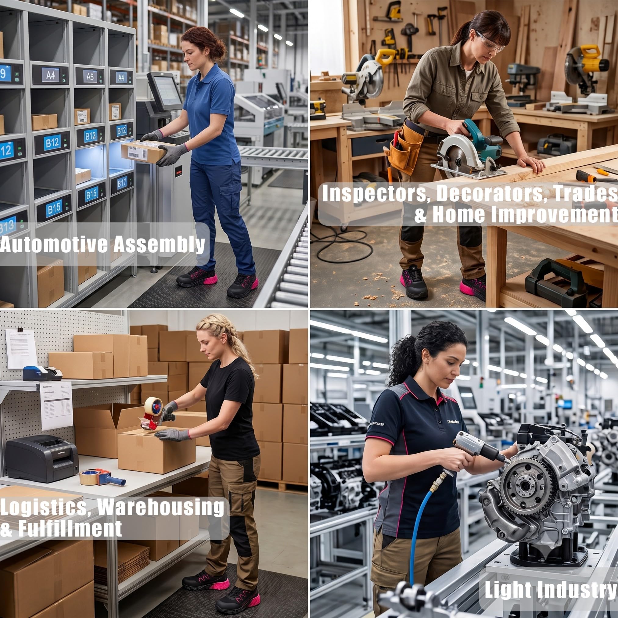 Sicherheitsschuhe Damen, Stahlkappe, Drehverschluss, Arbeitsschuhe