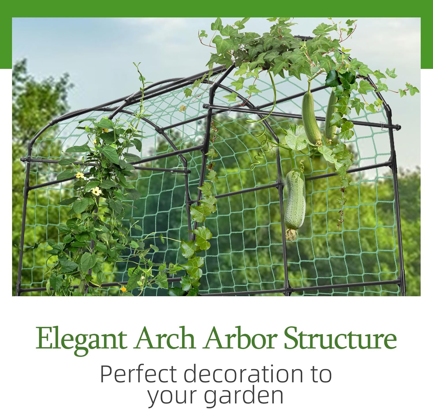 Garden Arch Arbor Trellis for Climbing Plants Outdoor, 7.8 ft Extra Tall Cucumber Trellis Raised Bed Climbing Vine Plant Support, Grape Vegetable Tomato Pumpkin Peas Bean, Black