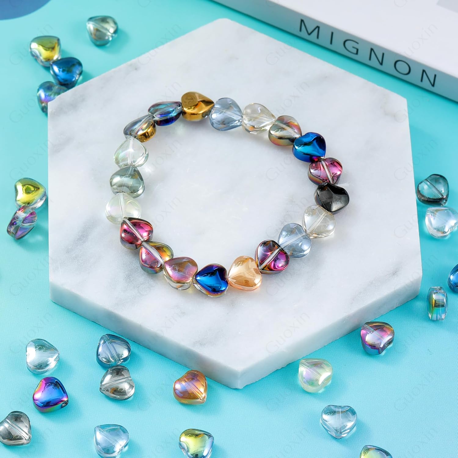 100 Pcs Heart Beads Glass Crystal Plated Spacer Beads for DIY Craft Jewelry Making Bracelets Necklace 8mm (Heart) - Image 2