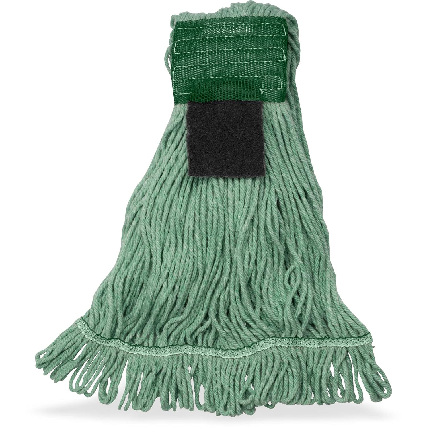 SPARTA Flo-Pac Acrylic Mop Head, Loop-Ended, Wide Band with 5" Green Band with Scrubber for Organized Cleaning, Medium, Green, (Pack of 12)