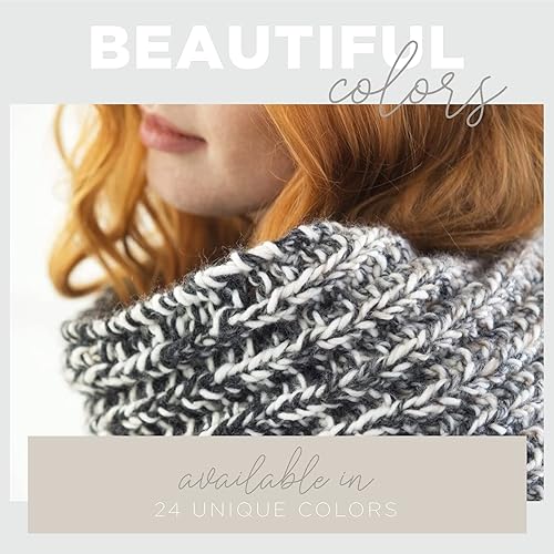 Miniatura 3 de Lion Brand Yarn Scarfie - Ovillo de lana voluminoso, color negro y rosa intenso (1 madeja)