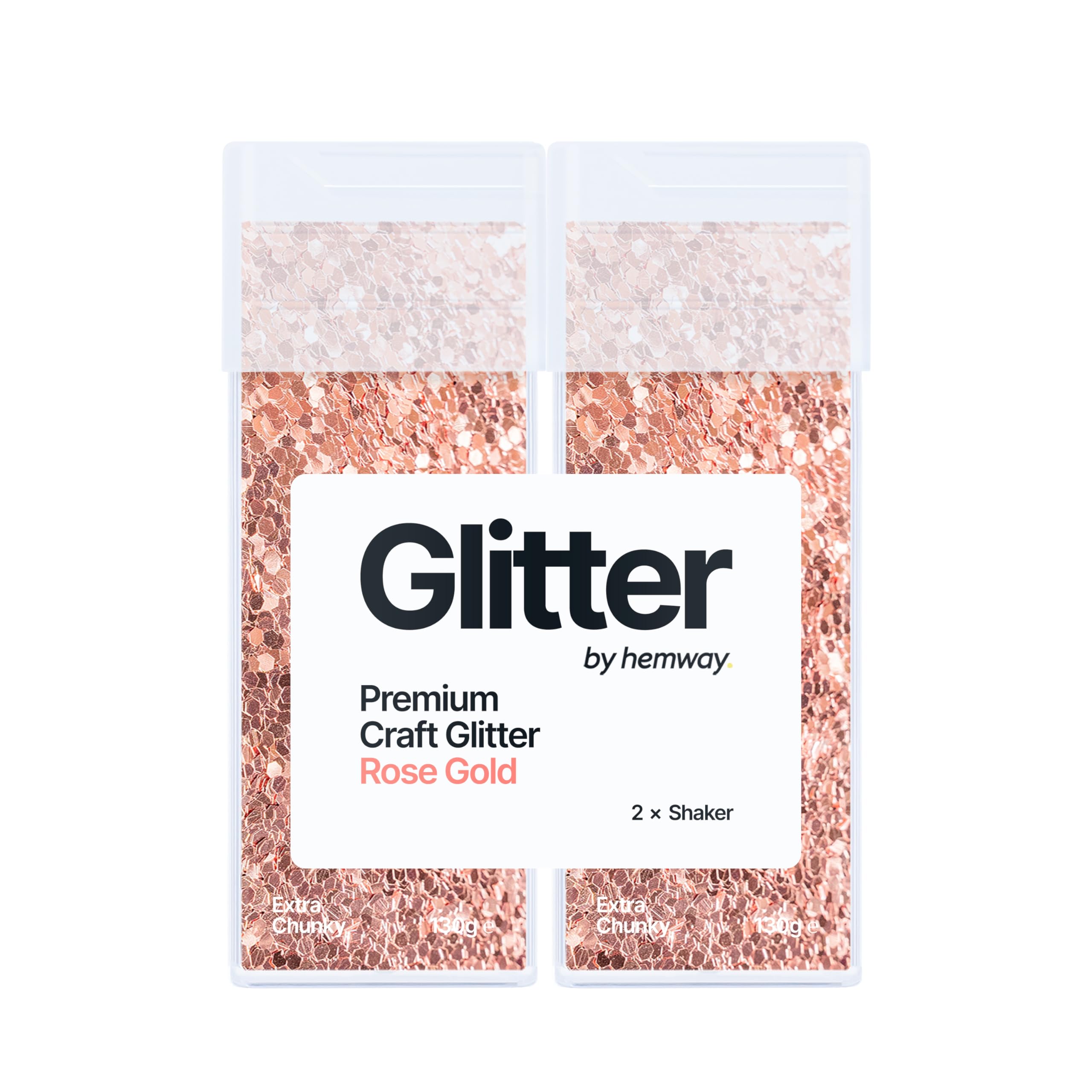 Hemway Glitter Shaker Rose Gold 130g x2 Pack Extra Chunky, Craft Glitter Shakers for Resin & Epoxy Crafts
