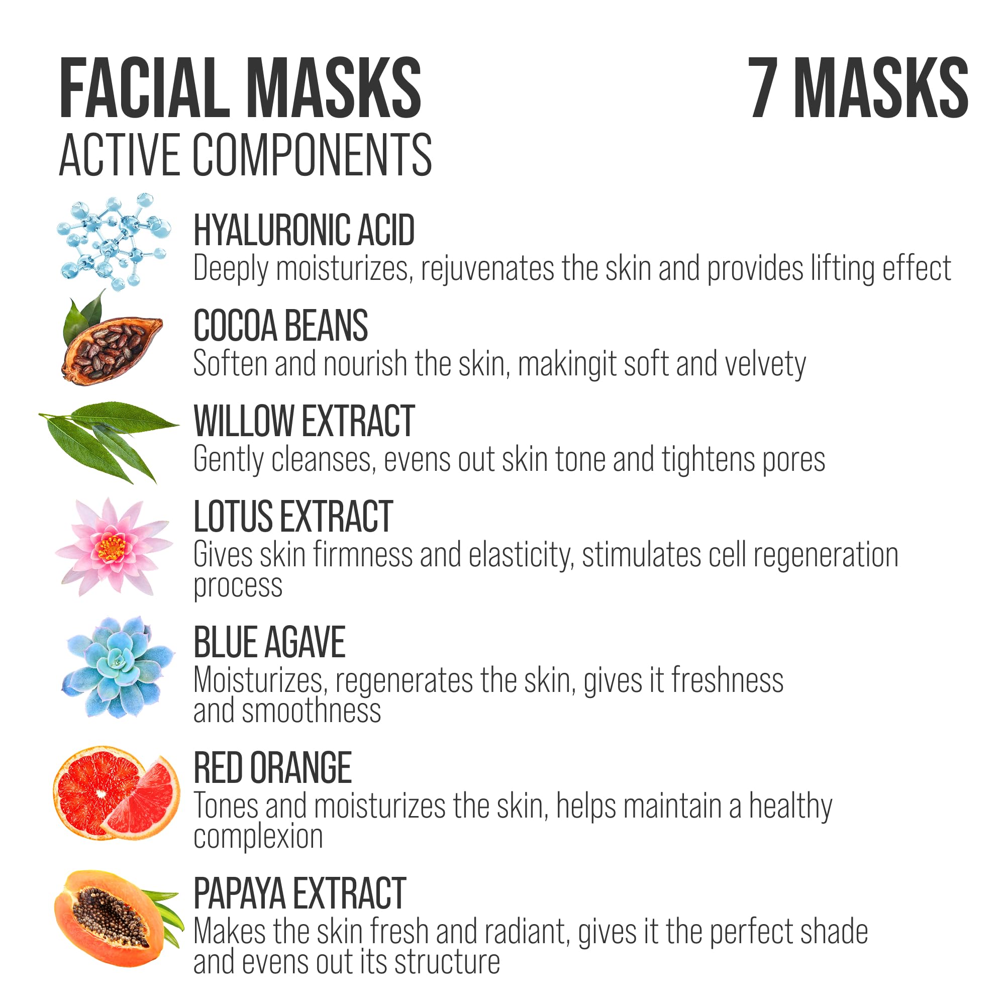 7Days Coffret Cadeau De Soins Pour Le Visage Avec Masques en Feuille - Ensemble De Masques En Tissu Hydratants, Nourrissants Coffret Cadeau Beauté Avec Masque Visage Pour Femmes 7 Pz