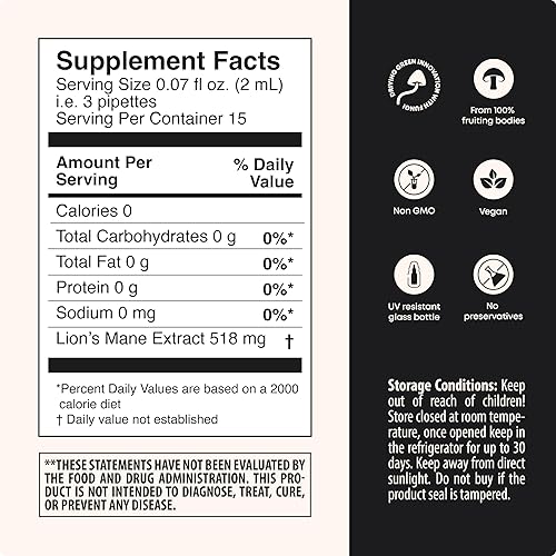 Miniatura 7 de SHROOMWELL Líquido de extracto de melena de león, tintura de extracto de hongo de melena de león de doble extracción, suplemento de hongo melena de