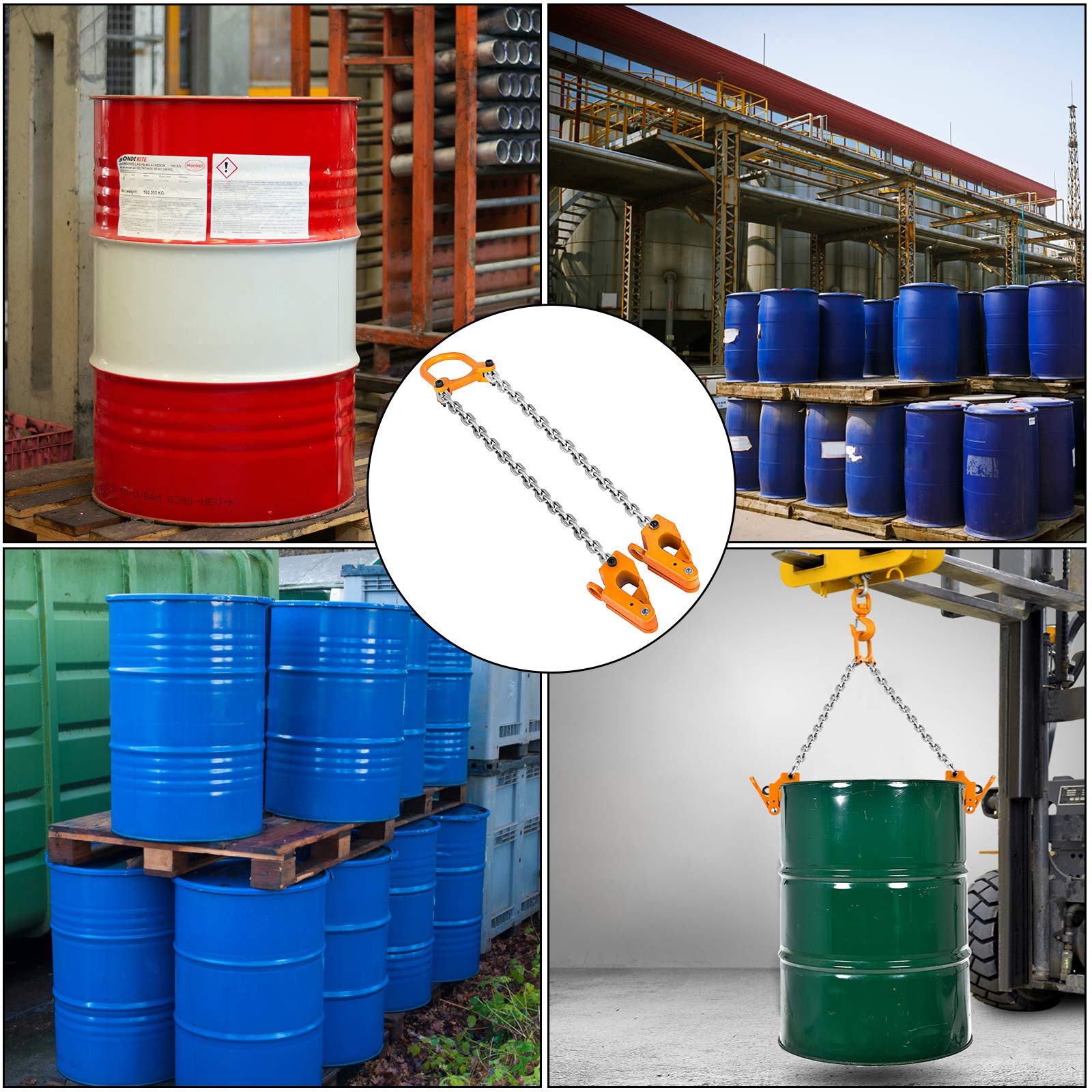 Mophorn Chain Drum Lifter 2000 lbs Load Capacity Barrel Lifting Sling