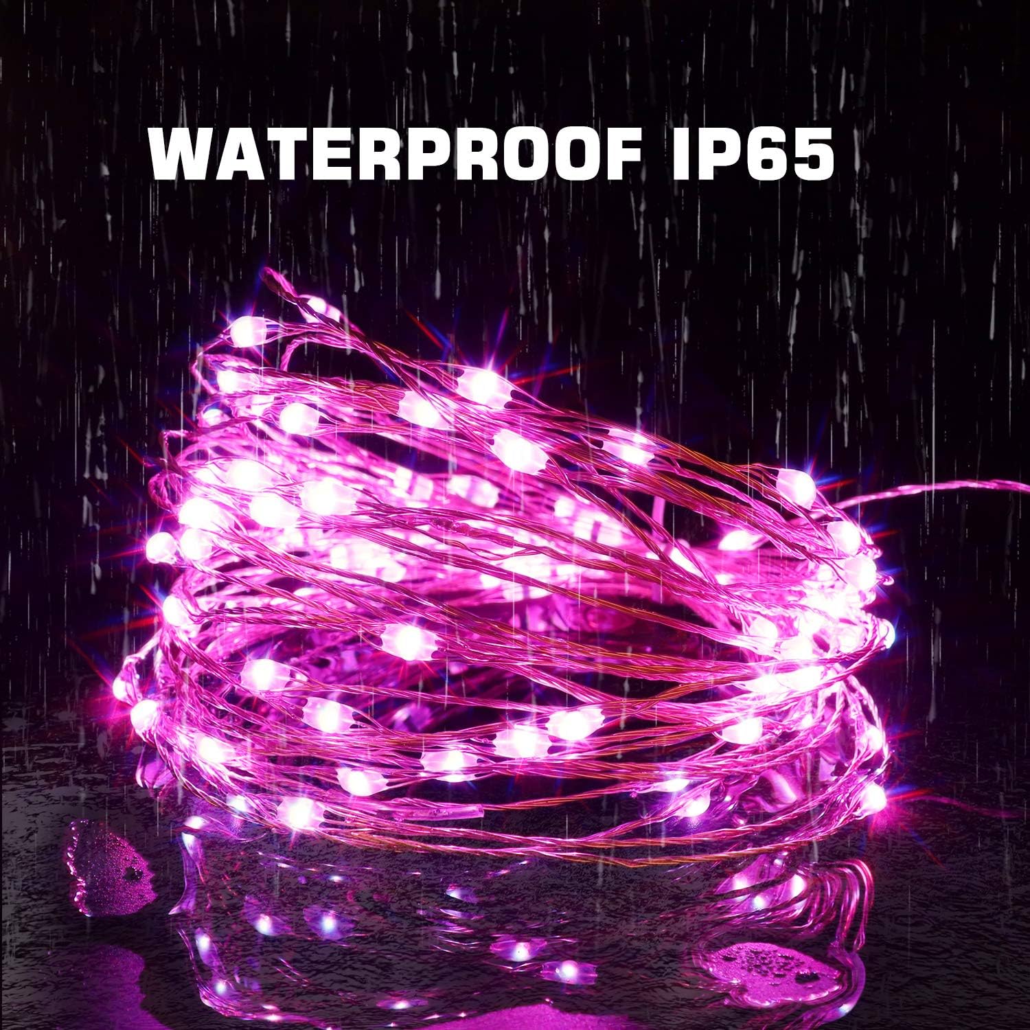 100 LED String Lights Battery Operated & USB Powered, 33ft 16 Colors Waterproof Fairy Lights with Remote Control Timer Christmas Lights for Bedroom Dorm Garden Patio Wedding Party Decor(132 Modes)