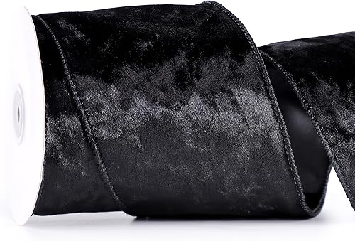 Miniatura 7 de MAYREEL Cinta de terciopelo triturado burdeos con alambre de 4 x 10 yardas, cinta extra ancha con borde de alambre de Navidad, decoración de Navidad