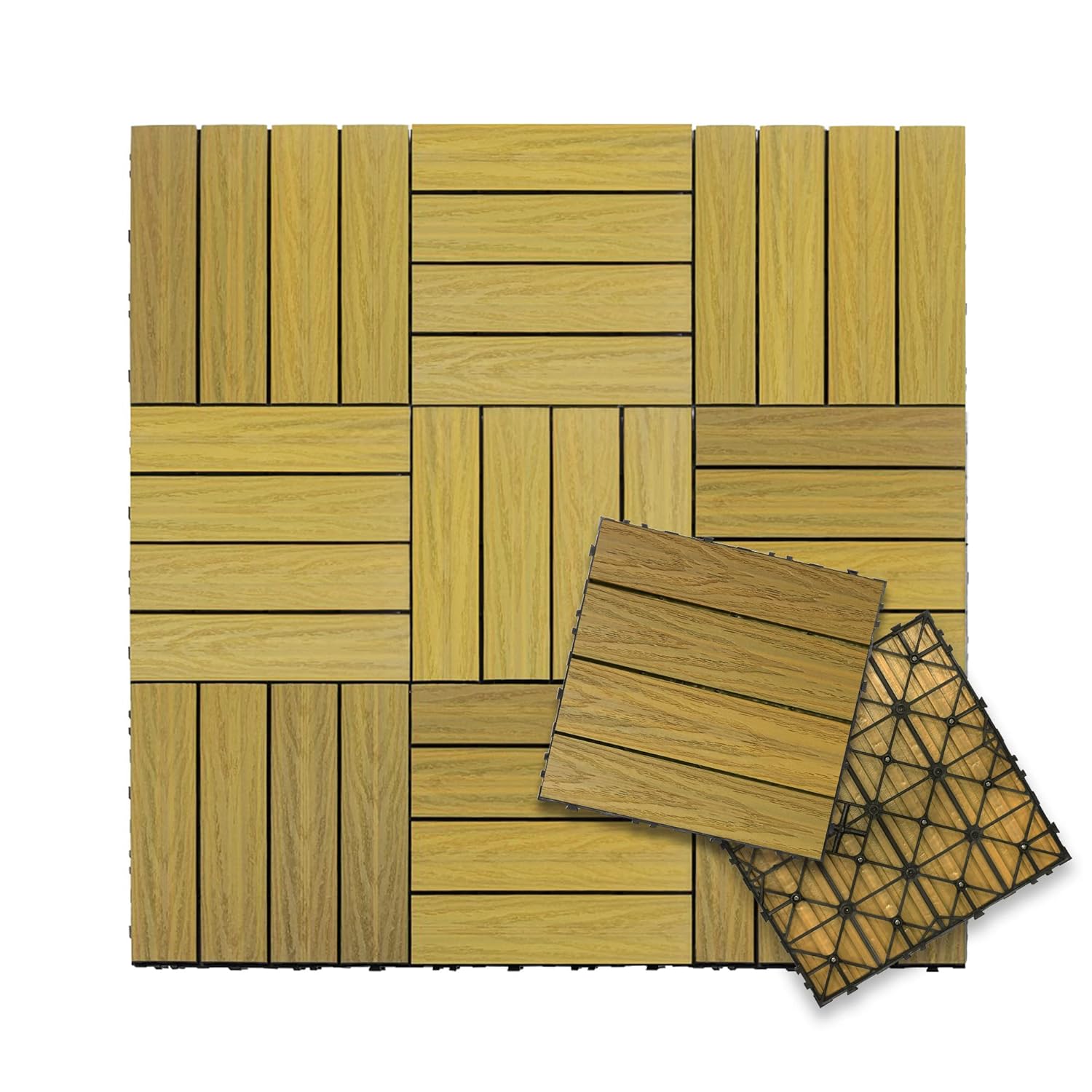 NewTechWood UltraShield Naturale 1 ft. x 1 ft. Quick Deck Outdoor Composite Deck Tile in Peruvian Teak (10 sq. ft. Per Box)