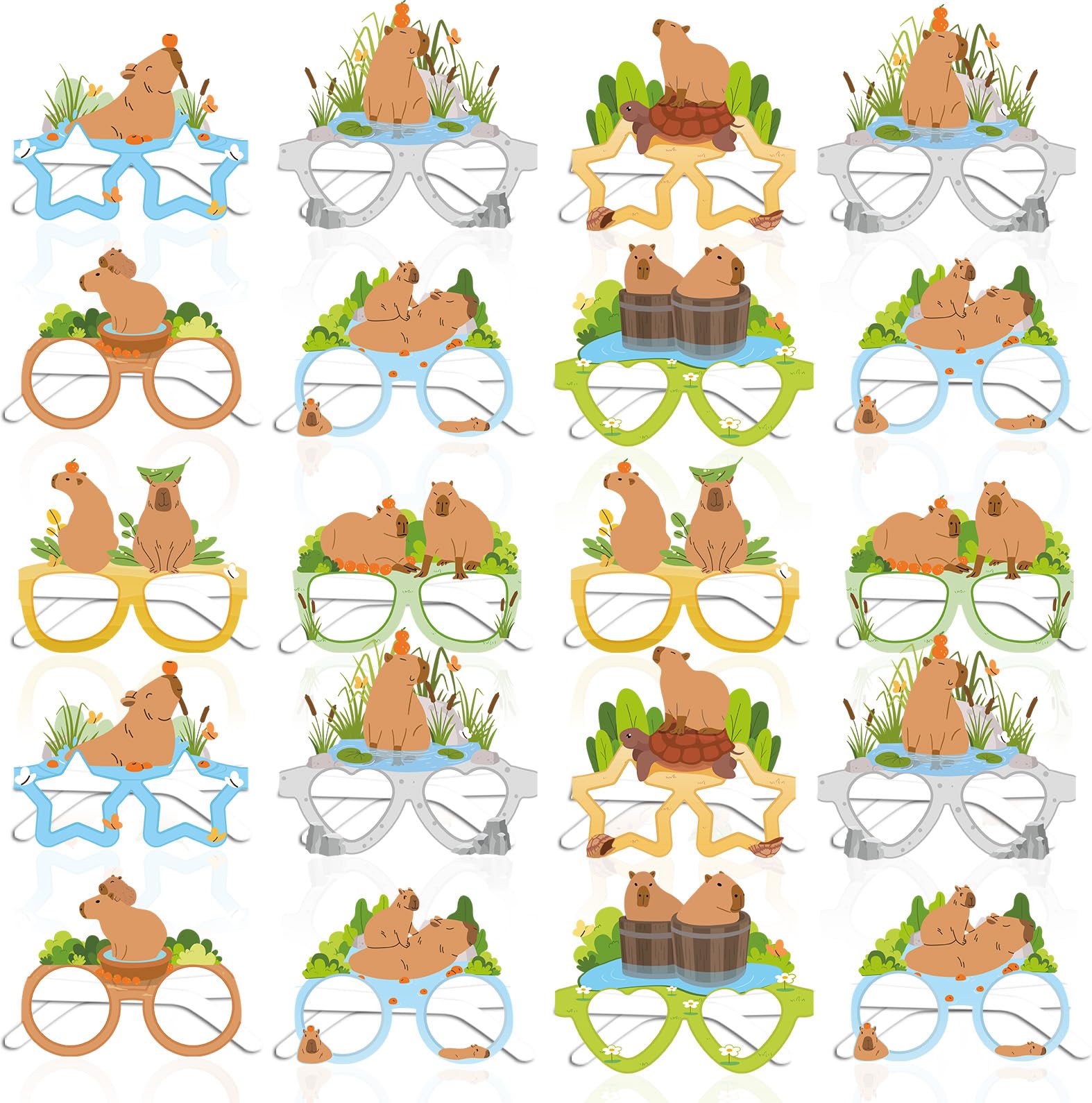 Gameza Capybara Birthday Party Supplies Decorations, 24PCS Capybara Party Favors Gift Paper Glasses, Dress up Cosplay Photo Booth Prop Bulk