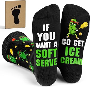 Pickleball Socks - Funny Pickleball Gifts for Men and Women, Fun Socks