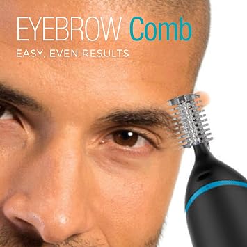 Remington Nose, Ear & Eyebrow Trimmer Dual Edge Precision Blades, CLEANBoost Easy-Clean System, Waterproof Wet/Dry Groomer, Rotary + Detail Heads, Eyebrow Comb Included