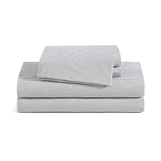 Tommy Hilfiger - Twin XL Size Sheets Set, Crisp & Tailored Cooling Sheets w/a Naturally Smooth Cotton Percale Lightweight Feel - Bed Sheets w/Matching Pillowcase & Fitted Sheet (Ithaca Stripe Green) - Amazon product rated Grade A