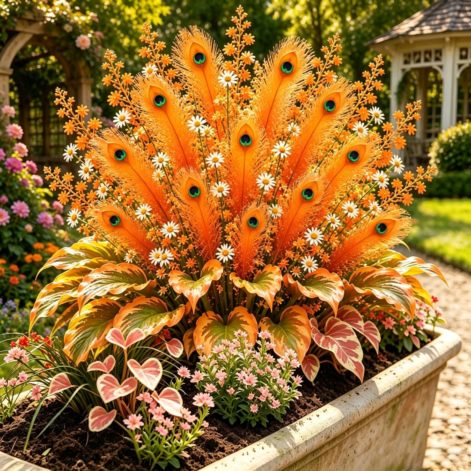 Fast Growing Peacock Flame Hosta Plants for Beautiful Outdoor Garden Displays-4 Rhizomes-G