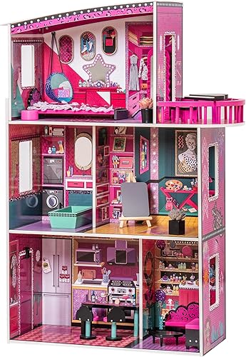 Miniatura 3 de ROBOTIME Doll House 7-8 Wooden Dollhouse Large Dreamhouse433 Tall 25PCS Accessories Furniture for 12-Inch Dolls Gifts for 3 4 5 6 7 8 9 10 Year Old