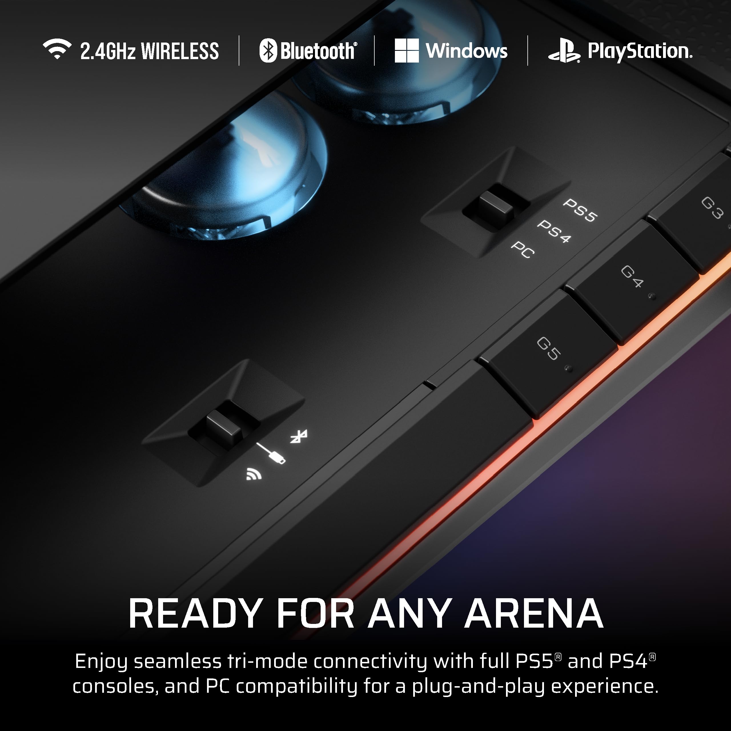 Corsair NOVABLADE PRO Wireless Hall Effect Leverless Controller – 15-Main Key Layout, 1000Hz Polling, 2.4GHz Wireless, SOCD, MGX Hyperdrive Hall Effect Magnetic Switches – PS5, PS4, PC – Black — view 9