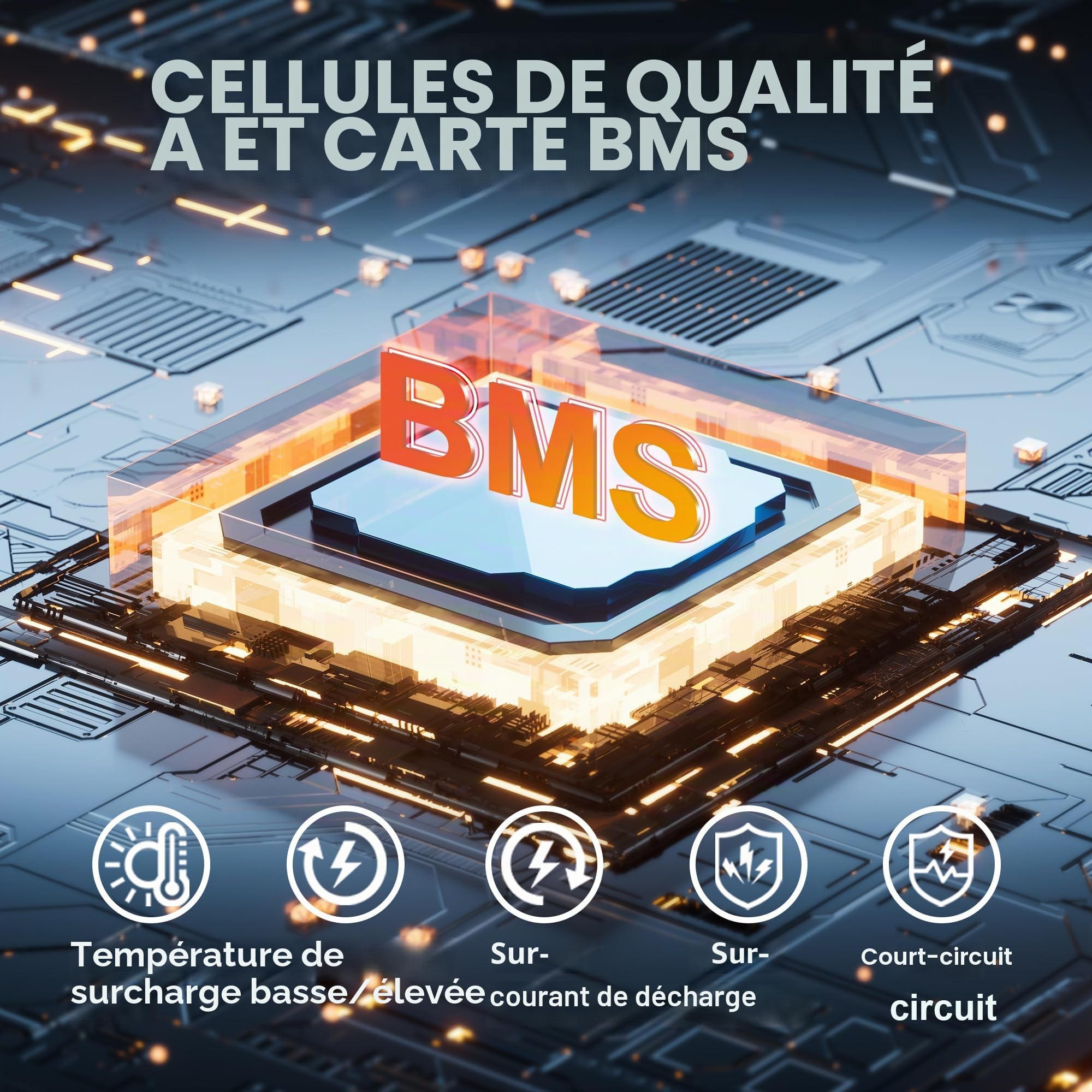 Batterie Lithium 12V 600Ah LiFePO4 7680Wh avec BMS 200A 15000 Cycles